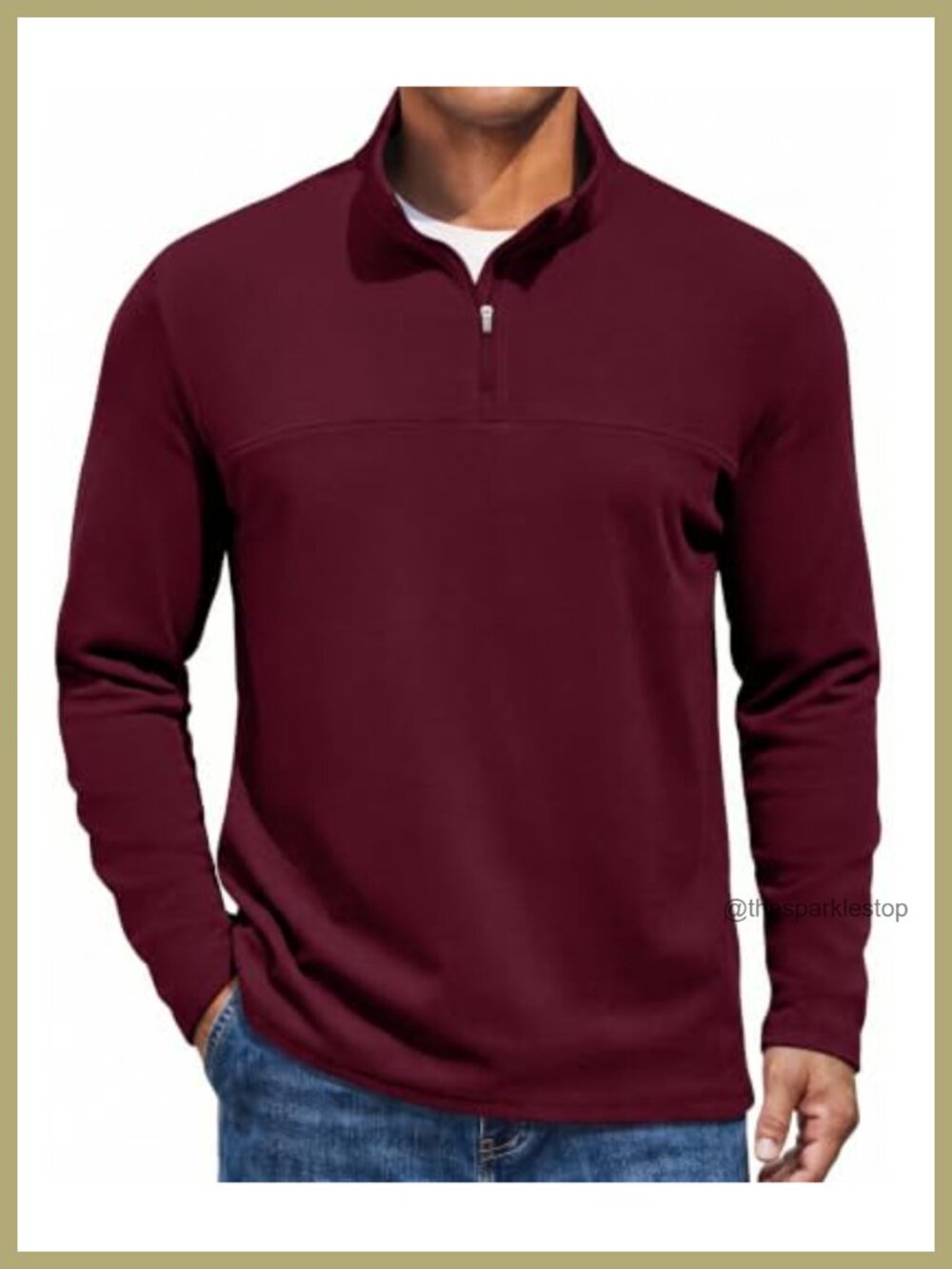 Mens Quarter Zip Pullover Mock Neck Fleece Sweatshirt